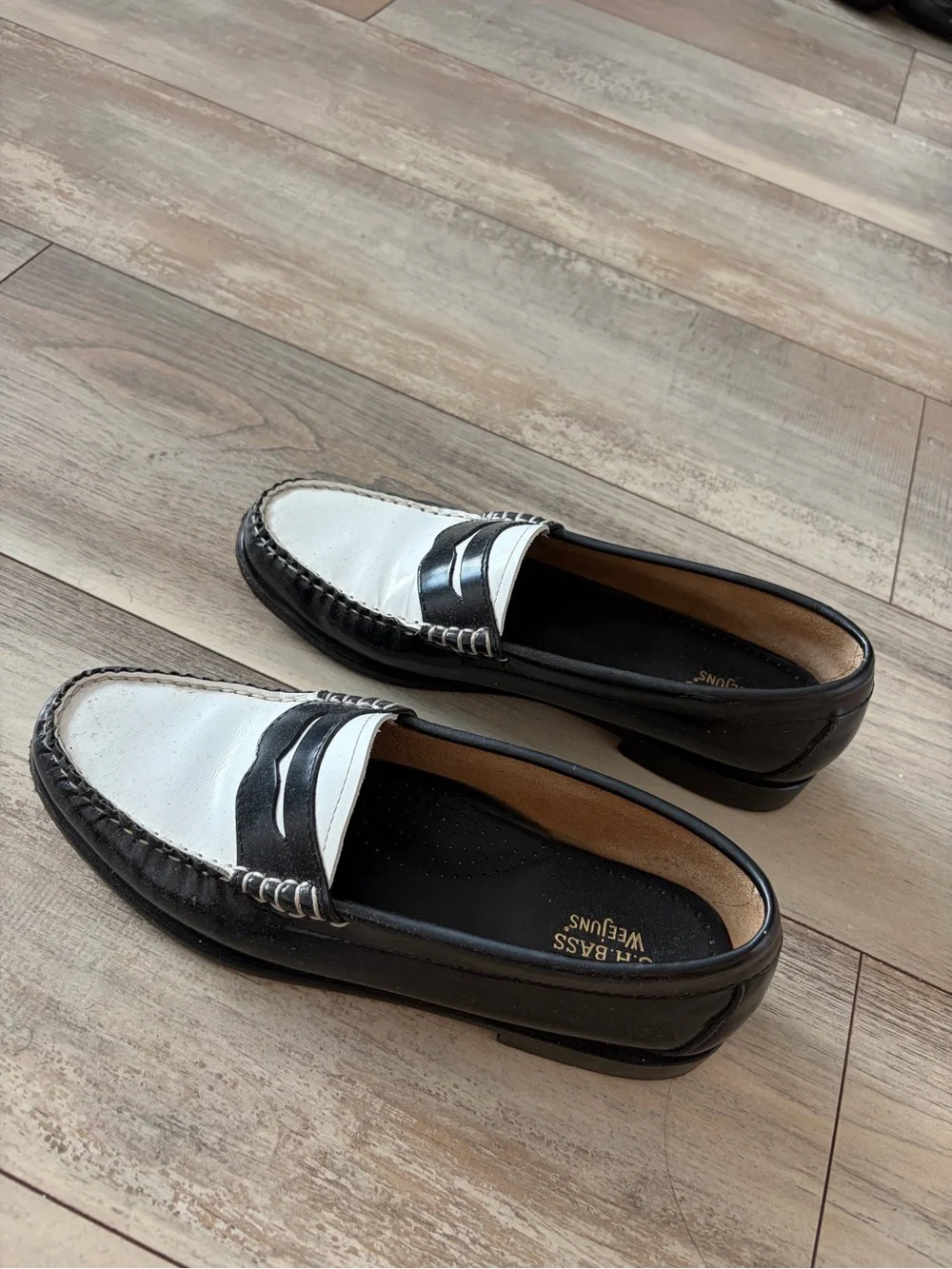 G.H. Bass & Co. Two-Tone Black and White Penny Loafers